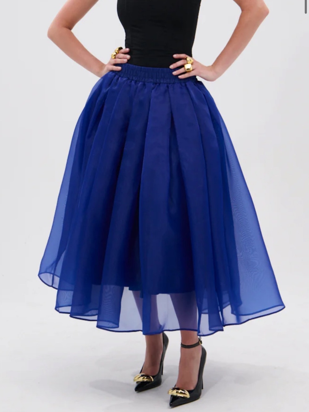 AKIRA Royal Blue Chiffon Midi Skirt